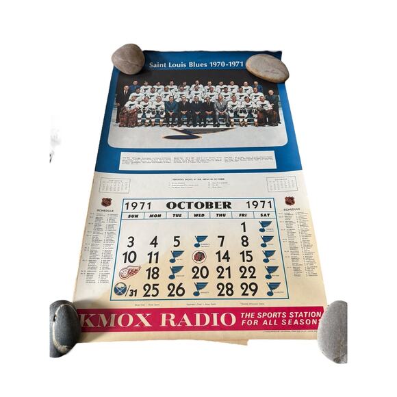Vintage 1971-72 St. Louis Blues NHL Wall Calendar KMOX Radio Promo Hockey READ - Picture 1 of 13